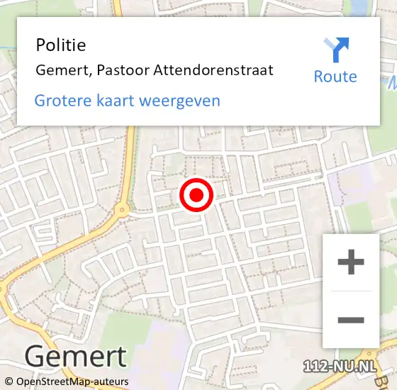 Locatie op kaart van de 112 melding: Politie Gemert, Pastoor Attendorenstraat op 8 augustus 2024 17:49