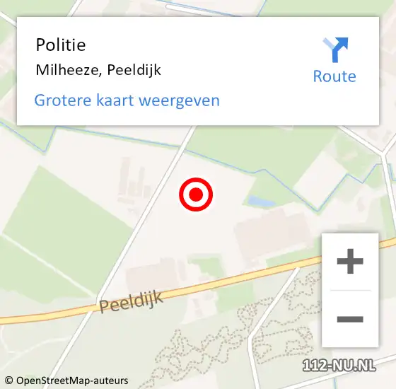 Locatie op kaart van de 112 melding: Politie Milheeze, Peeldijk op 8 augustus 2024 17:55