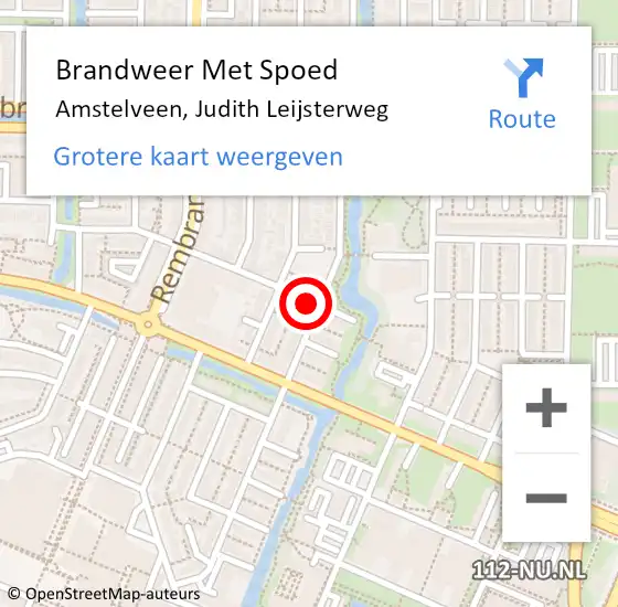 Locatie op kaart van de 112 melding: Brandweer Met Spoed Naar Amstelveen, Judith Leijsterweg op 8 augustus 2024 17:55