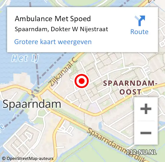 Locatie op kaart van de 112 melding: Ambulance Met Spoed Naar Spaarndam, Dokter W Nijestraat op 8 augustus 2024 18:07