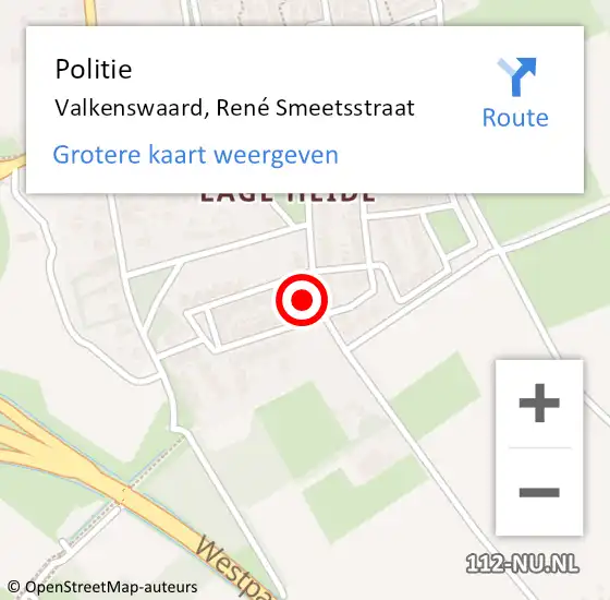 Locatie op kaart van de 112 melding: Politie Valkenswaard, René Smeetsstraat op 8 augustus 2024 18:18