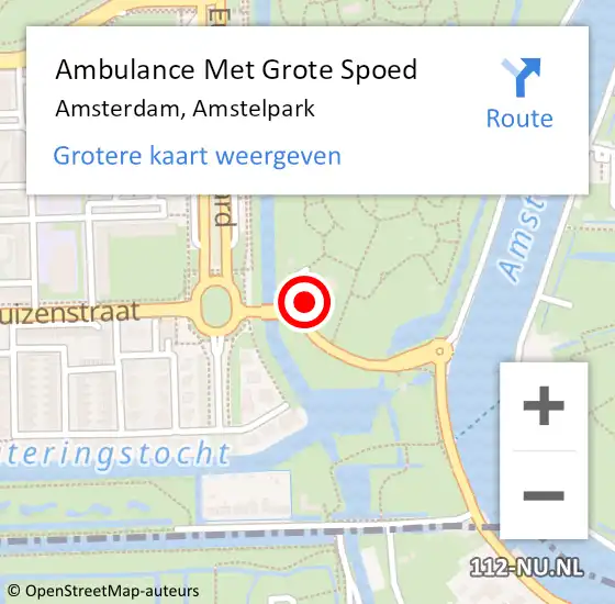 Locatie op kaart van de 112 melding: Ambulance Met Grote Spoed Naar Amsterdam, Amstelpark op 8 augustus 2024 18:35