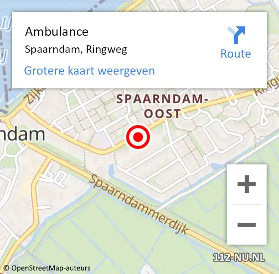 Locatie op kaart van de 112 melding: Ambulance Spaarndam, Ringweg op 8 augustus 2024 18:37