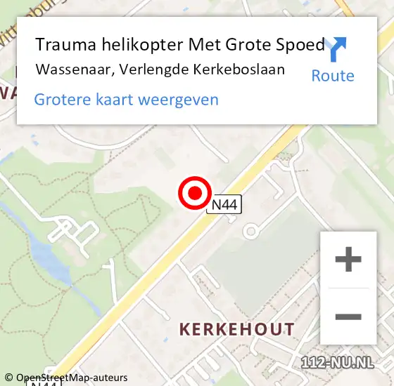 Locatie op kaart van de 112 melding: Trauma helikopter Met Grote Spoed Naar Wassenaar, Verlengde Kerkeboslaan op 8 augustus 2024 18:40