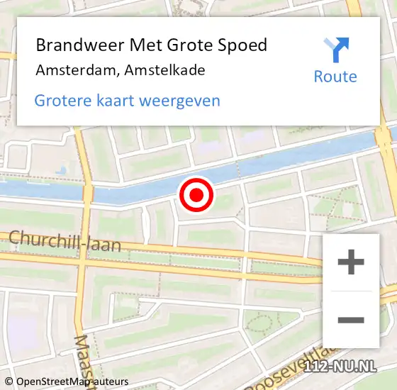 Locatie op kaart van de 112 melding: Brandweer Met Grote Spoed Naar Amsterdam, Amstelkade op 8 augustus 2024 19:03