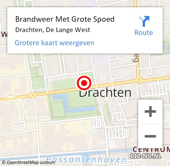 Locatie op kaart van de 112 melding: Brandweer Met Grote Spoed Naar Drachten, De Lange West op 8 augustus 2024 19:40