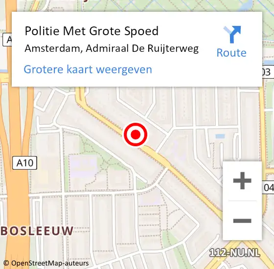 Locatie op kaart van de 112 melding: Politie Met Grote Spoed Naar Amsterdam, Admiraal De Ruijterweg op 8 augustus 2024 19:55