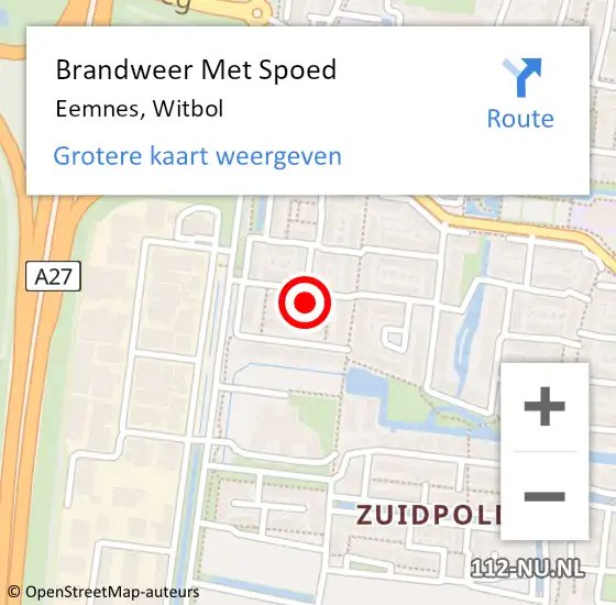 Locatie op kaart van de 112 melding: Brandweer Met Spoed Naar Eemnes, Witbol op 8 augustus 2024 19:56