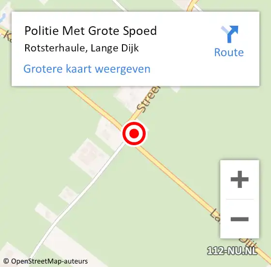 Locatie op kaart van de 112 melding: Politie Met Grote Spoed Naar Rotsterhaule, Lange Dijk op 8 augustus 2024 20:01