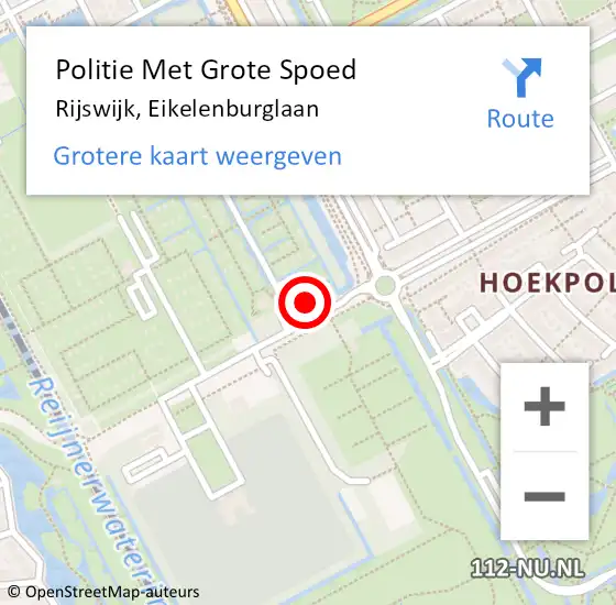 Locatie op kaart van de 112 melding: Politie Met Grote Spoed Naar Rijswijk, Eikelenburglaan op 8 augustus 2024 20:05