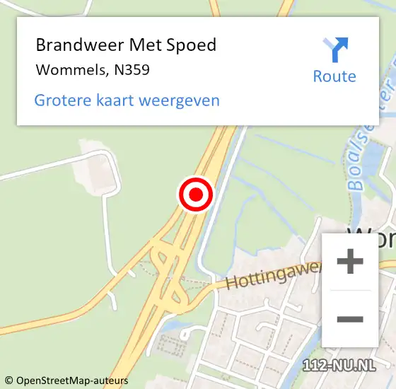 Locatie op kaart van de 112 melding: Brandweer Met Spoed Naar Wommels, N359 op 15 oktober 2014 18:32