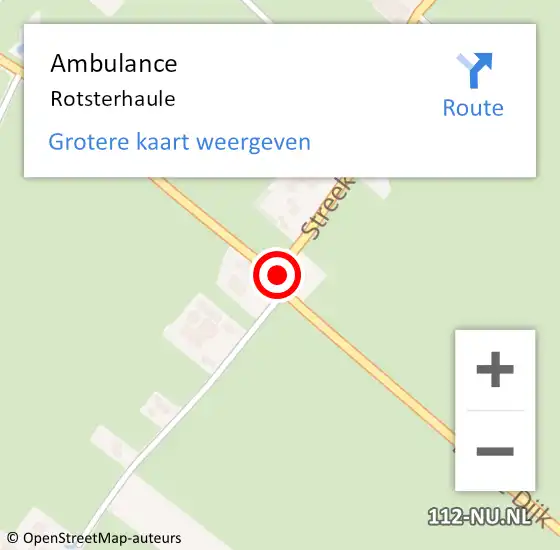 Locatie op kaart van de 112 melding: Ambulance Rotsterhaule op 8 augustus 2024 20:08