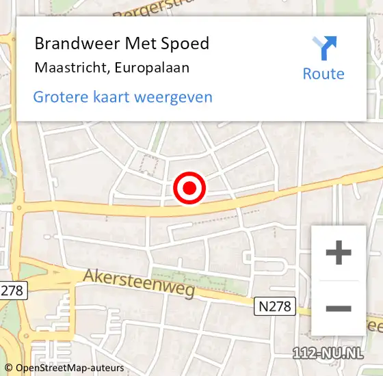 Locatie op kaart van de 112 melding: Brandweer Met Spoed Naar Maastricht, Europalaan op 8 augustus 2024 20:18