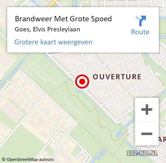 Locatie op kaart van de 112 melding: Brandweer Met Grote Spoed Naar Goes, Elvis Presleylaan op 17 oktober 2013 17:52