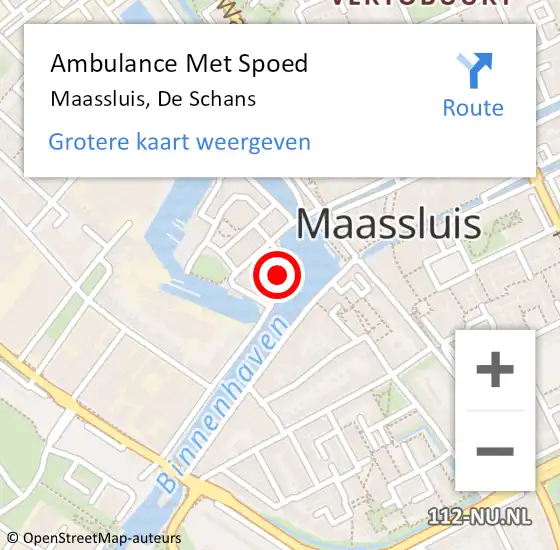 Locatie op kaart van de 112 melding: Ambulance Met Spoed Naar Maassluis, De Schans op 8 augustus 2024 20:56