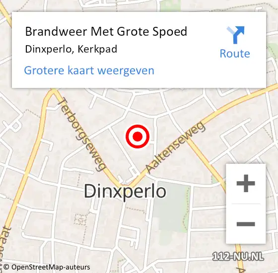 Locatie op kaart van de 112 melding: Brandweer Met Grote Spoed Naar Dinxperlo, Kerkpad op 8 augustus 2024 21:38