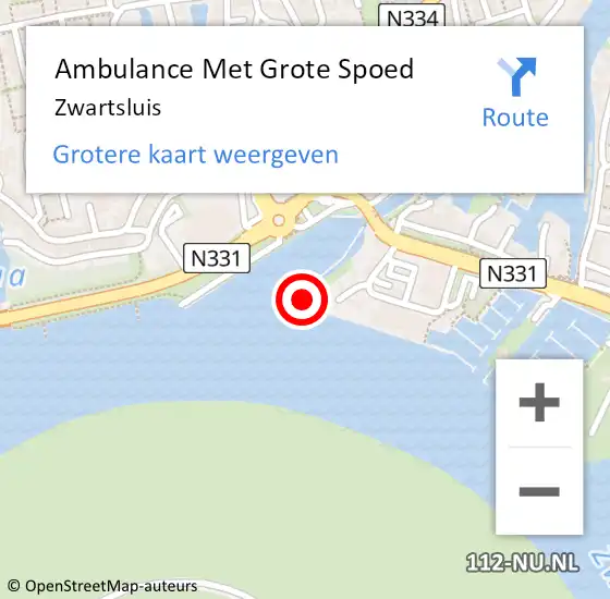 Locatie op kaart van de 112 melding: Ambulance Met Grote Spoed Naar Zwartsluis op 8 augustus 2024 21:50