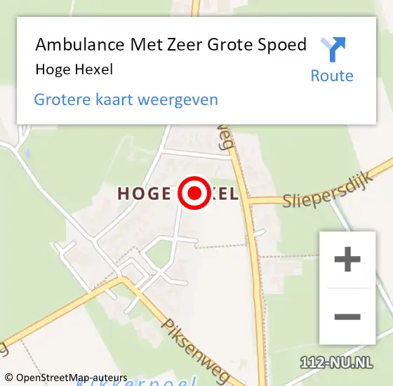 Locatie op kaart van de 112 melding: Ambulance Met Zeer Grote Spoed Naar Hoge Hexel op 8 augustus 2024 21:50