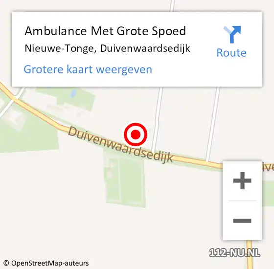 Locatie op kaart van de 112 melding: Ambulance Met Grote Spoed Naar Nieuwe-Tonge, Duivenwaardsedijk op 8 augustus 2024 21:59