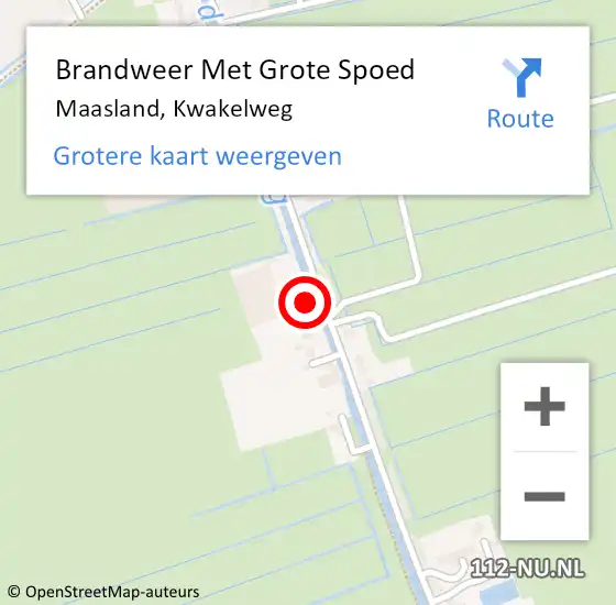 Locatie op kaart van de 112 melding: Brandweer Met Grote Spoed Naar Maasland, Kwakelweg op 8 augustus 2024 22:04