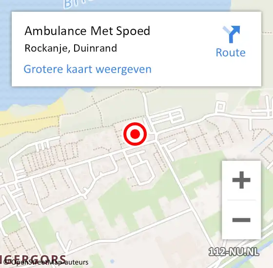 Locatie op kaart van de 112 melding: Ambulance Met Spoed Naar Rockanje, Duinrand op 8 augustus 2024 22:05