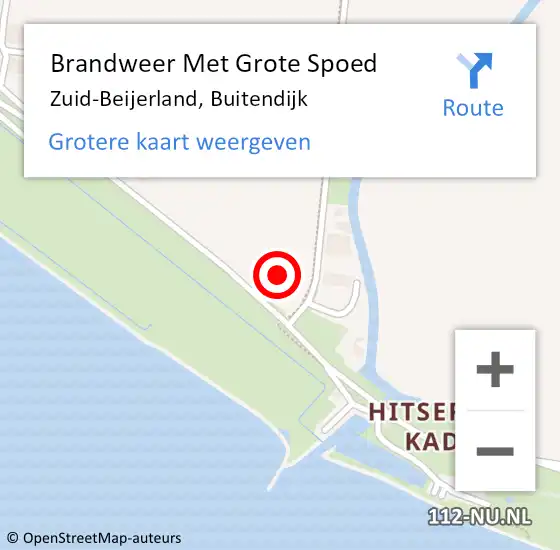 Locatie op kaart van de 112 melding: Brandweer Met Grote Spoed Naar Zuid-Beijerland, Buitendijk op 8 augustus 2024 22:17