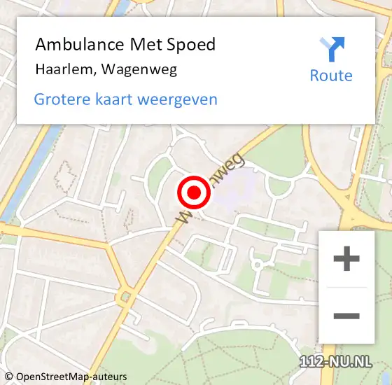 Locatie op kaart van de 112 melding: Ambulance Met Spoed Naar Haarlem, Wagenweg op 8 augustus 2024 22:20