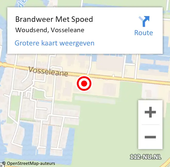 Locatie op kaart van de 112 melding: Brandweer Met Spoed Naar Woudsend, Vosseleane op 8 augustus 2024 22:21