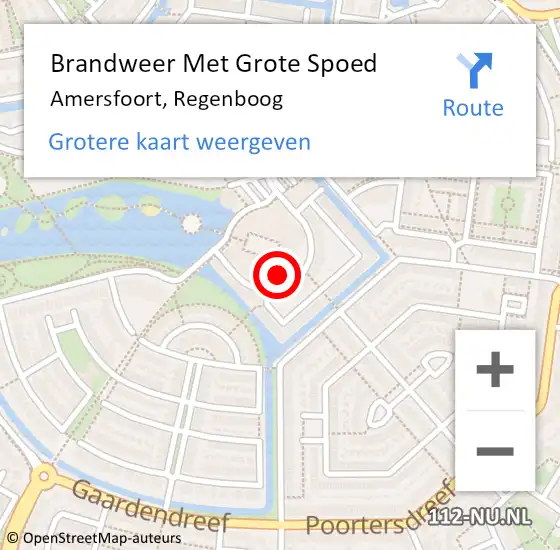 Locatie op kaart van de 112 melding: Brandweer Met Grote Spoed Naar Amersfoort, Regenboog op 8 augustus 2024 22:26