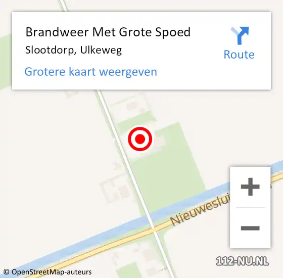 Locatie op kaart van de 112 melding: Brandweer Met Grote Spoed Naar Slootdorp, Ulkeweg op 8 augustus 2024 22:31