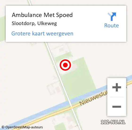 Locatie op kaart van de 112 melding: Ambulance Met Spoed Naar Slootdorp, Ulkeweg op 8 augustus 2024 22:32