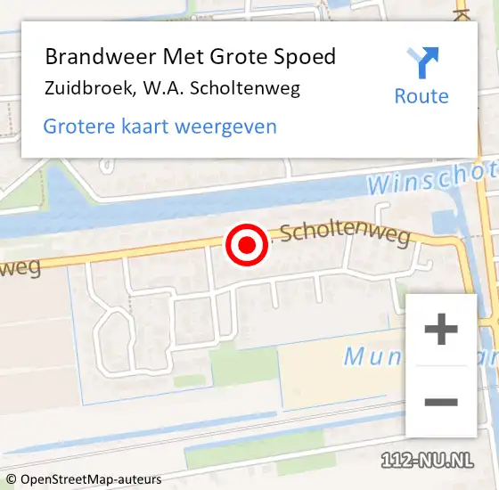 Locatie op kaart van de 112 melding: Brandweer Met Grote Spoed Naar Zuidbroek, W.A. Scholtenweg op 8 augustus 2024 22:42