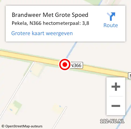 Locatie op kaart van de 112 melding: Brandweer Met Grote Spoed Naar Pekela, N366 hectometerpaal: 3,8 op 8 augustus 2024 22:58