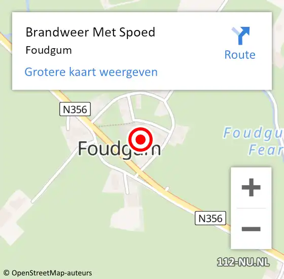 Locatie op kaart van de 112 melding: Brandweer Met Spoed Naar Foudgum op 8 augustus 2024 23:41