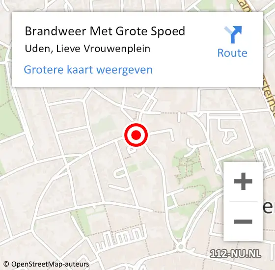 Locatie op kaart van de 112 melding: Brandweer Met Grote Spoed Naar Uden, Lieve Vrouwenplein op 8 augustus 2024 23:49