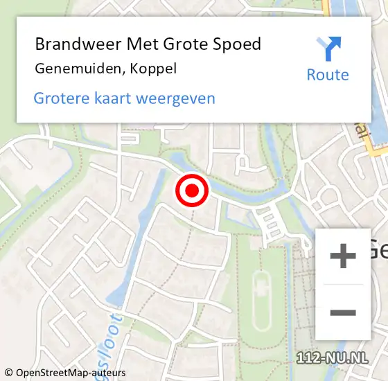 Locatie op kaart van de 112 melding: Brandweer Met Grote Spoed Naar Genemuiden, Koppel op 8 augustus 2024 23:53