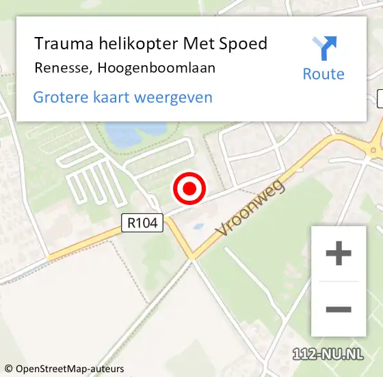 Locatie op kaart van de 112 melding: Trauma helikopter Met Spoed Naar Renesse, Hoogenboomlaan op 9 augustus 2024 00:02