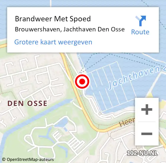 Locatie op kaart van de 112 melding: Brandweer Met Spoed Naar Brouwershaven, Jachthaven Den Osse op 9 augustus 2024 00:16