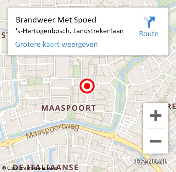 Locatie op kaart van de 112 melding: Brandweer Met Spoed Naar 's-Hertogenbosch, Landstrekenlaan op 9 augustus 2024 00:40