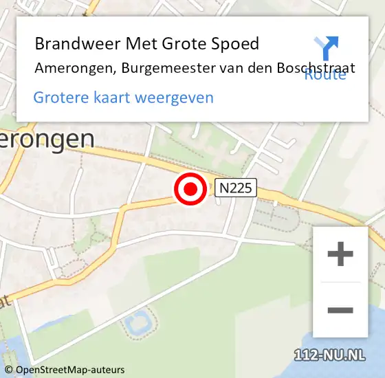 Locatie op kaart van de 112 melding: Brandweer Met Grote Spoed Naar Amerongen, Burgemeester van den Boschstraat op 9 augustus 2024 00:44