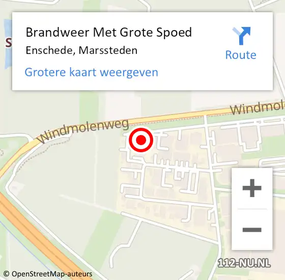 Locatie op kaart van de 112 melding: Brandweer Met Grote Spoed Naar Enschede, Marssteden op 9 augustus 2024 01:11