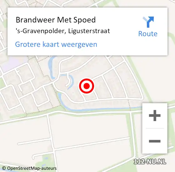 Locatie op kaart van de 112 melding: Brandweer Met Spoed Naar 's-Gravenpolder, Ligusterstraat op 9 augustus 2024 01:16