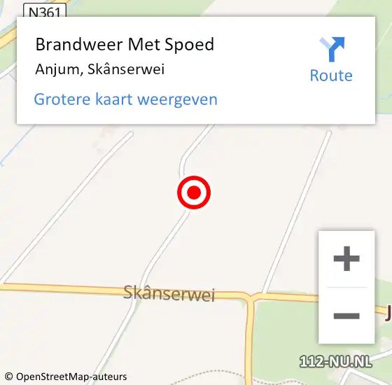 Locatie op kaart van de 112 melding: Brandweer Met Spoed Naar Anjum, Skânserwei op 9 augustus 2024 01:22