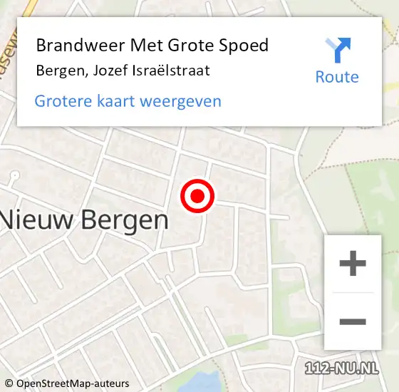 Locatie op kaart van de 112 melding: Brandweer Met Grote Spoed Naar Bergen, Jozef Israëlstraat op 9 augustus 2024 01:51