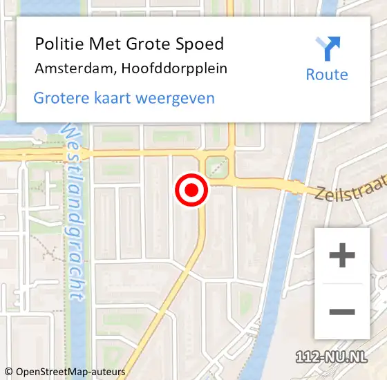 Locatie op kaart van de 112 melding: Politie Met Grote Spoed Naar Amsterdam, Hoofddorpplein op 9 augustus 2024 02:03