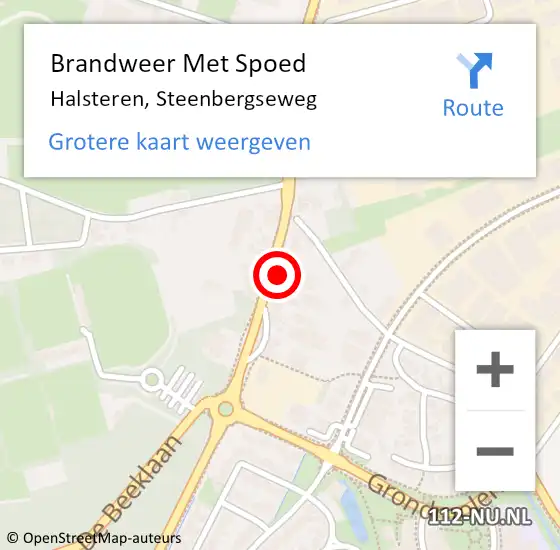 Locatie op kaart van de 112 melding: Brandweer Met Spoed Naar Halsteren, Steenbergseweg op 9 augustus 2024 02:38