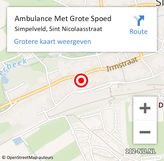 Locatie op kaart van de 112 melding: Ambulance Met Grote Spoed Naar Simpelveld, Sint Nicolaasstraat op 17 oktober 2013 17:54