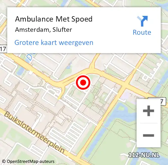 Locatie op kaart van de 112 melding: Ambulance Met Spoed Naar Amsterdam, Slufter op 9 augustus 2024 03:43