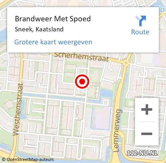 Locatie op kaart van de 112 melding: Brandweer Met Spoed Naar Sneek, Kaatsland op 9 augustus 2024 03:44