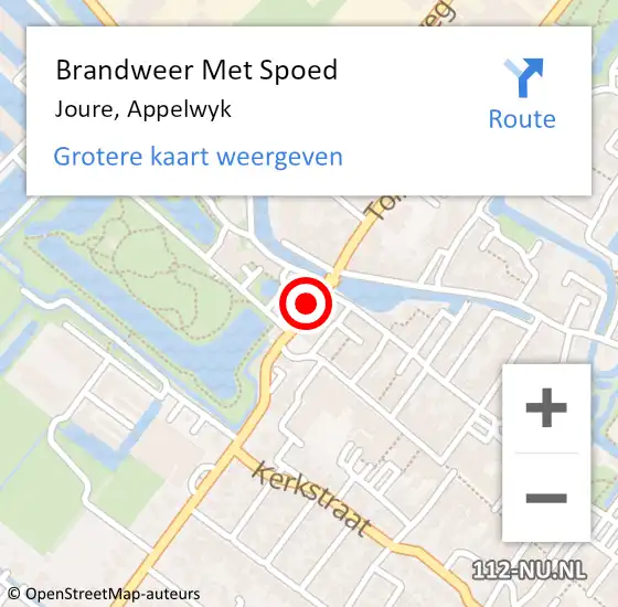 Locatie op kaart van de 112 melding: Brandweer Met Spoed Naar Joure, Appelwyk op 9 augustus 2024 05:43